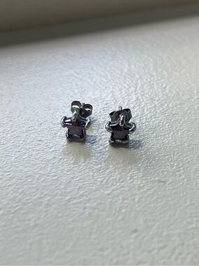 Silver and Amethyst Gemstone Stud Earrings